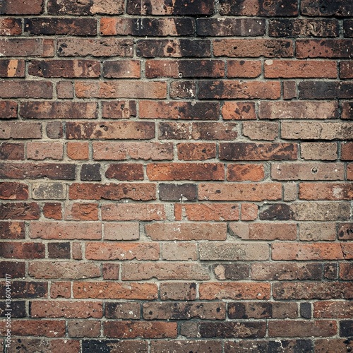 Faded and stained brick grunge background with worn mortar