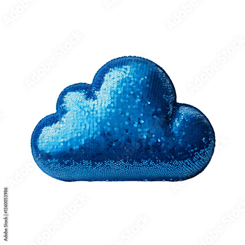 Soft sequins blue cloud pillow. Decorative statement piece.