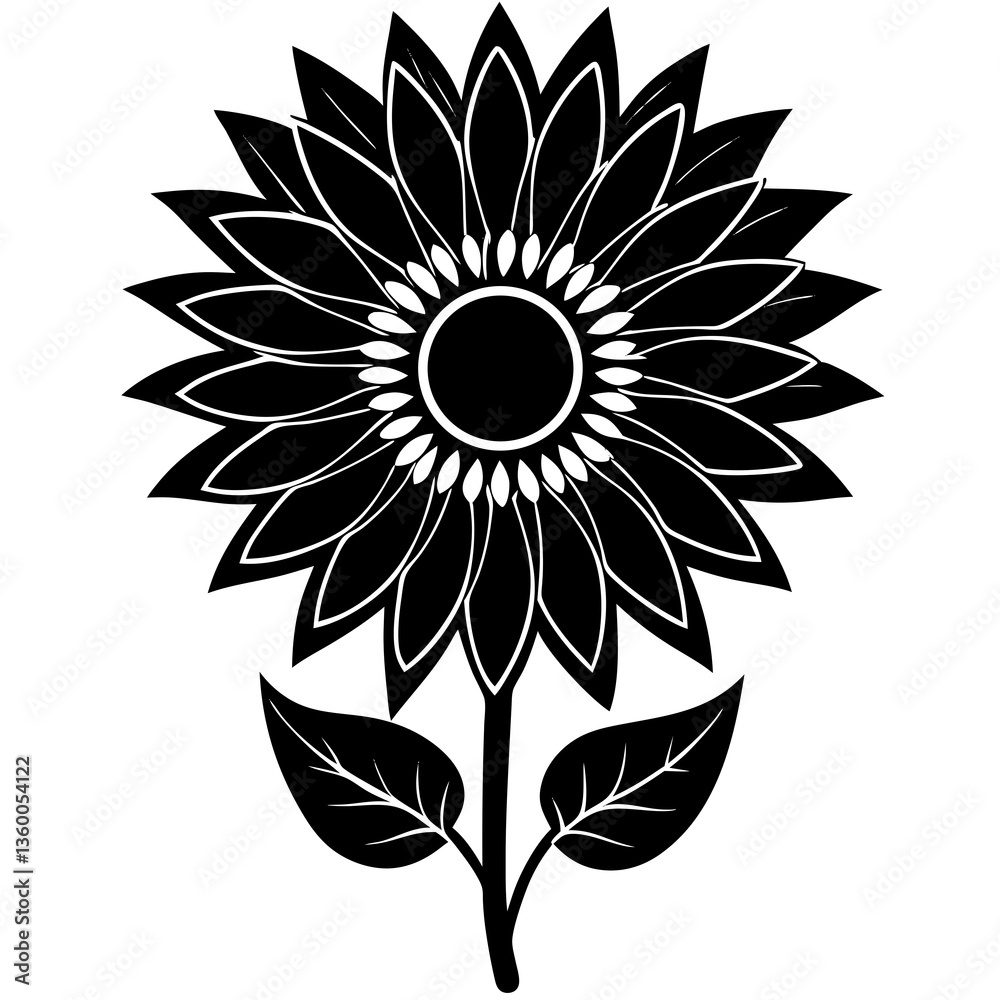Sunflower Silhouette Vector Sunflower Silhouette Vector