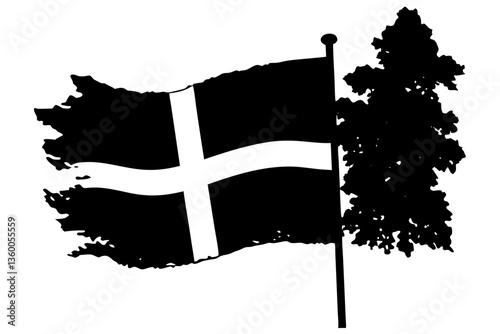A 3D image of the flag of Finland waving alongside the European Union flag, with a map of Finland, symbolizing the nation's geography and unity in Europe