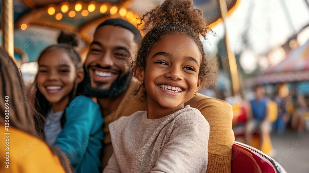 Fototapeta premium Diverse family enjoying a day out at an amusement park