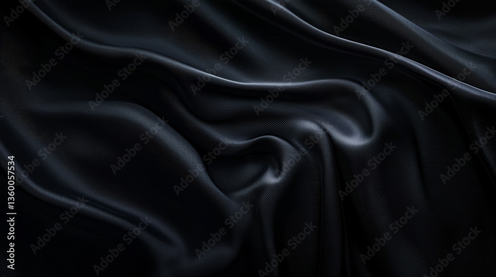 Fototapeta premium Elegant black fabric with smooth texture.