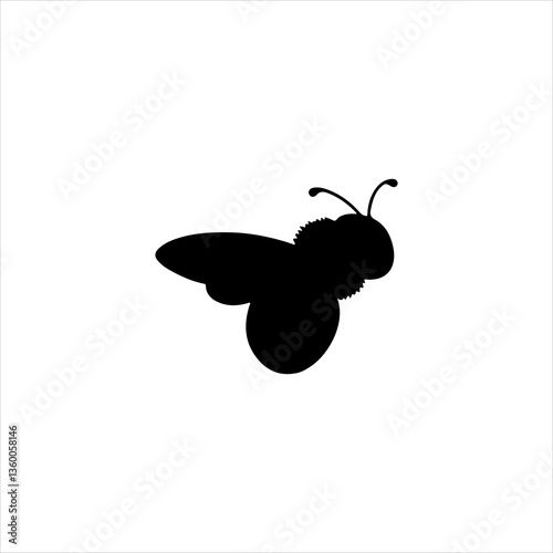 cute bee silhouette icon vector flat design.
