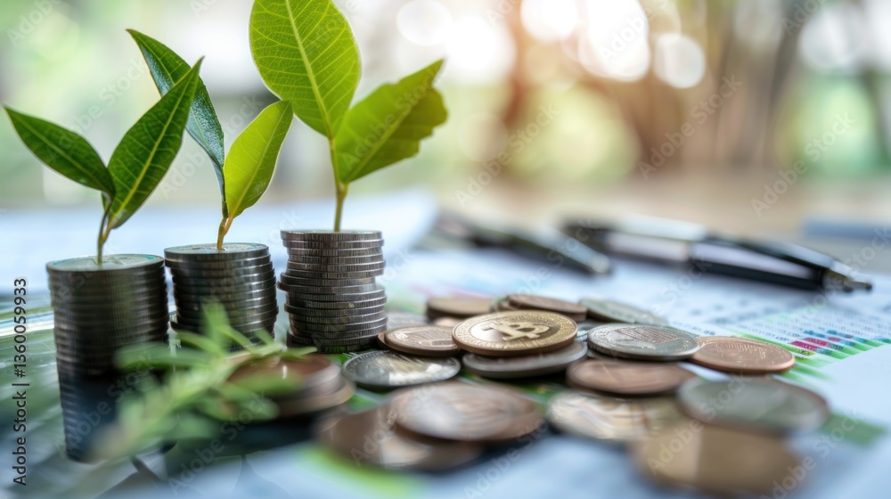 Business and finance planning concept with calculator and stack money coins. Business and finance planning concept with calculator and stack money coins.