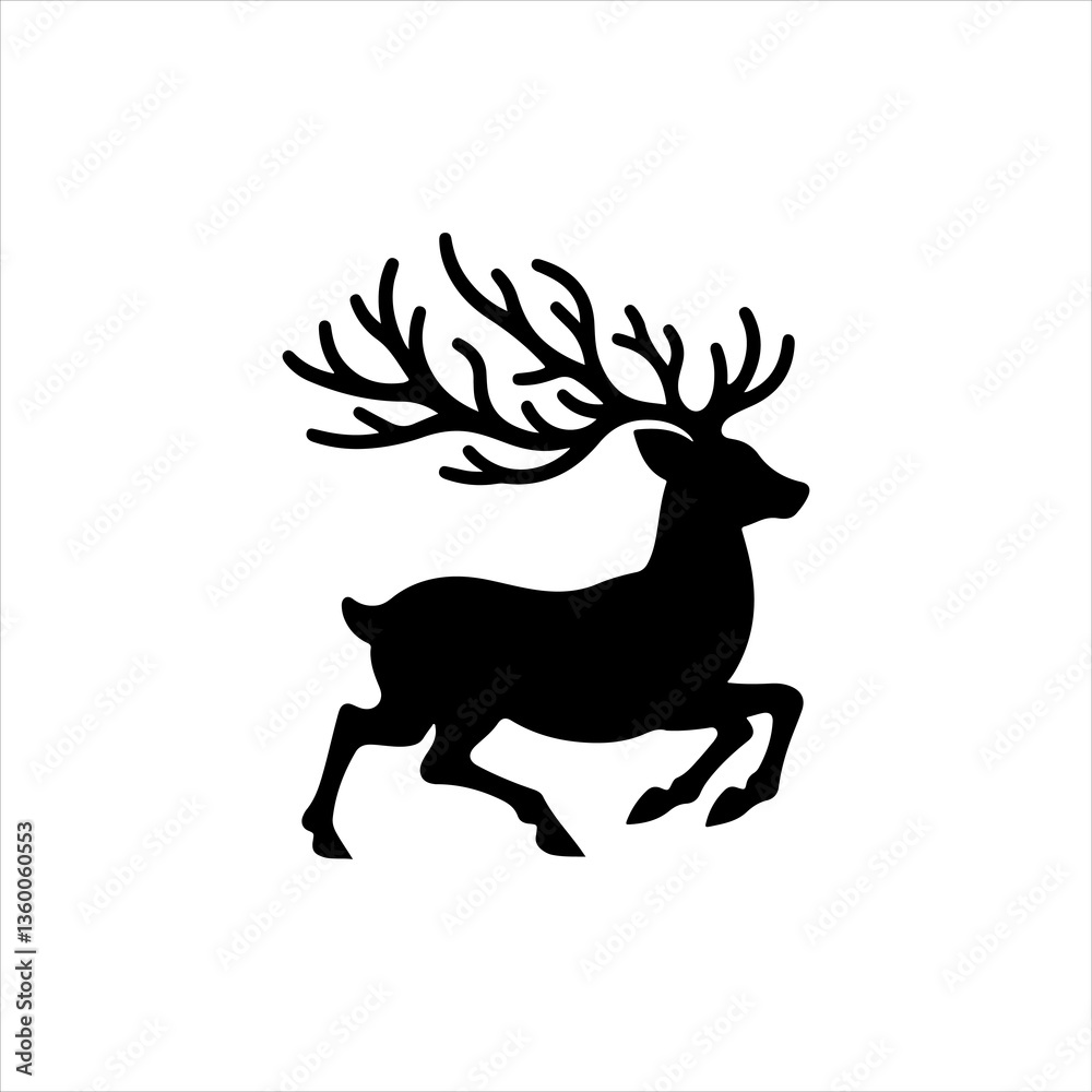 Fototapeta premium Dear jumping silhouette icon vector flat design.