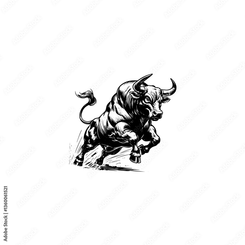 Fototapeta premium Charming Bull Silhouette Cow Silhouette Illustration 