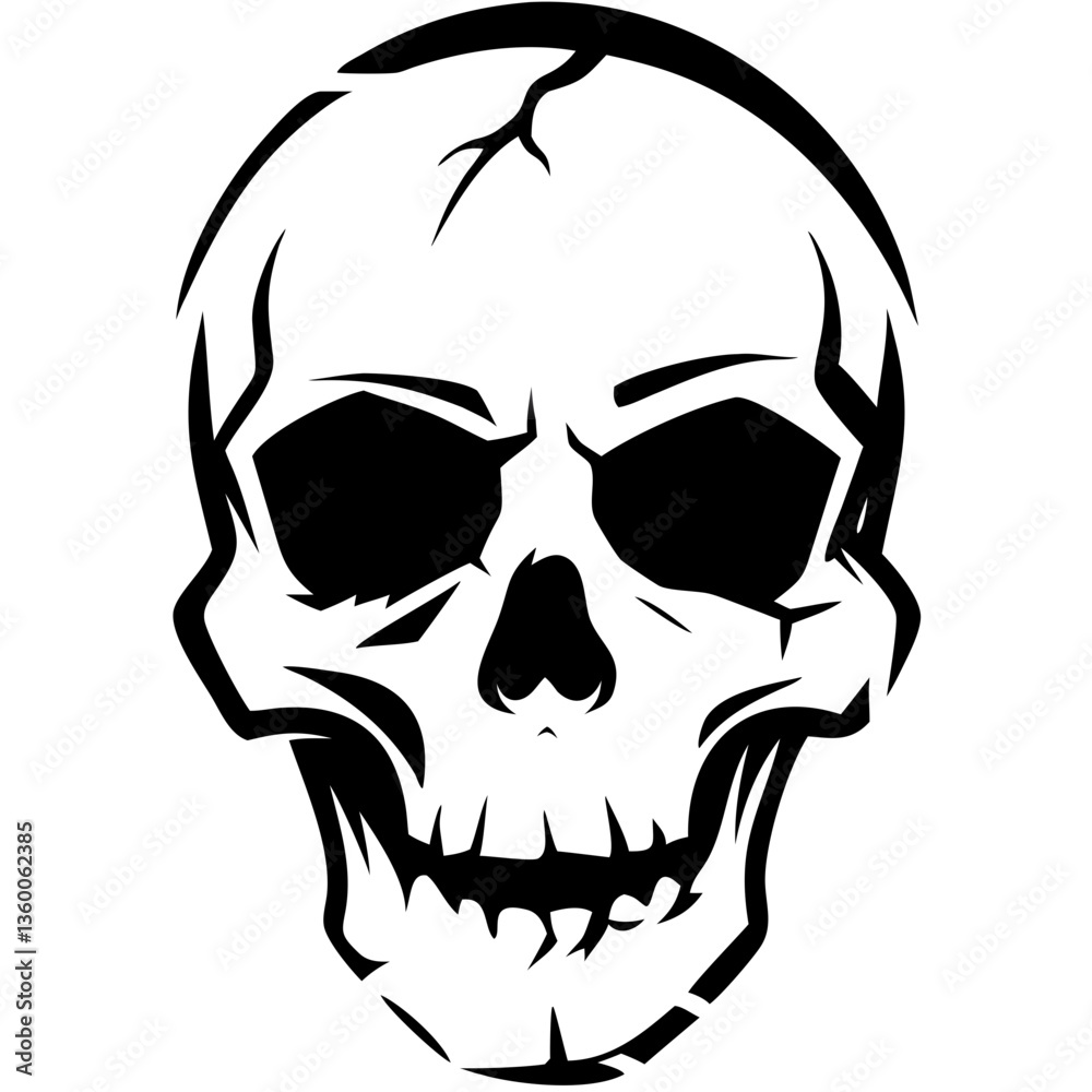 a detailed drawing of a skull with a black and white design. It looks scary a detailed drawing of a skull with a black and white design. It looks scary