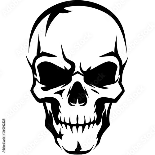 a close-up, high-contrast illustration of a human skull