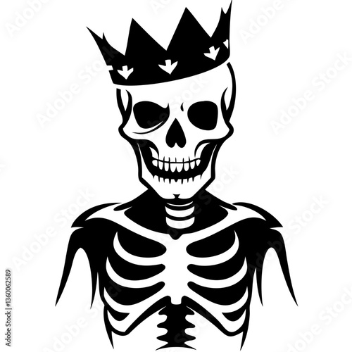 skull wearing a crown, king of death, memento mori, gothic art, dark art