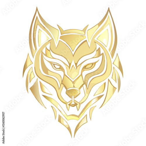 a stunning golden wolf head illustration, perfect for adding a touch of elegance and ferocity to your design