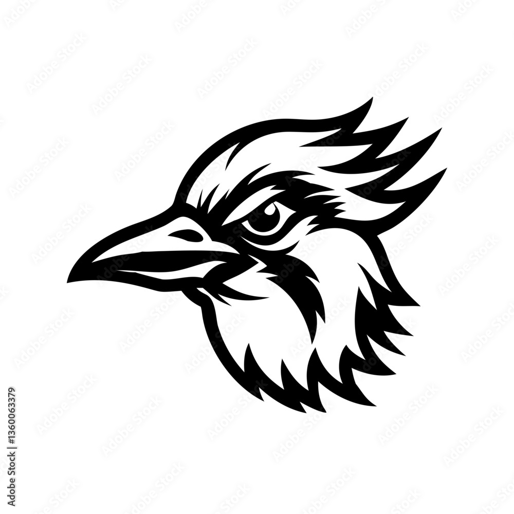 Fototapeta premium A bold monochrome portrait of a blue jay profile