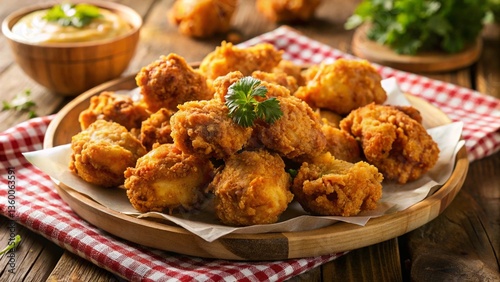 Crispy Fried Chicken Bites on a Paper Plate
