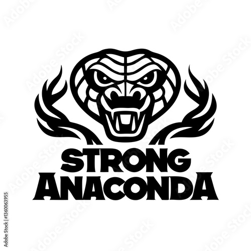 the Strong Anaconda logo with cobra head and strong word logo design
