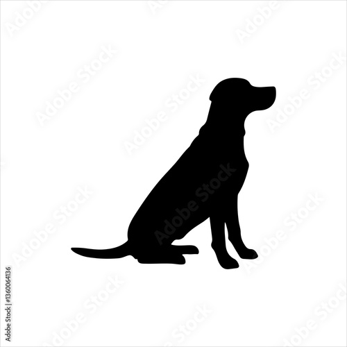 Big dog sitting silhouette icon vector flat design.