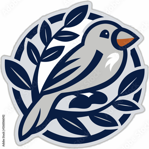 An artful illustration of a bird, elegantly perched on a branch, symbolizing peace and nature.