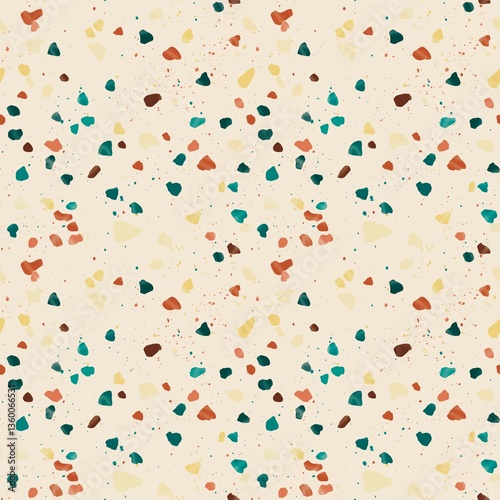 Seamless pattern of terrazzo. Tile texture for flooring. Hand drawn with variations color 