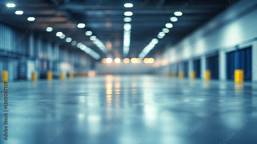 A blurred abstract background depicting an empty warehouse or office space, creatively out of focus with a bokeh effect A blurred abstract background depicting an empty warehouse or office space, creatively out of focus with a bokeh effect
