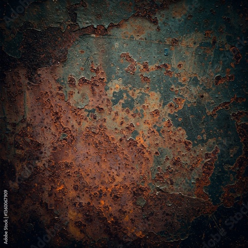 Rust-stained grunge background with rough metal textures