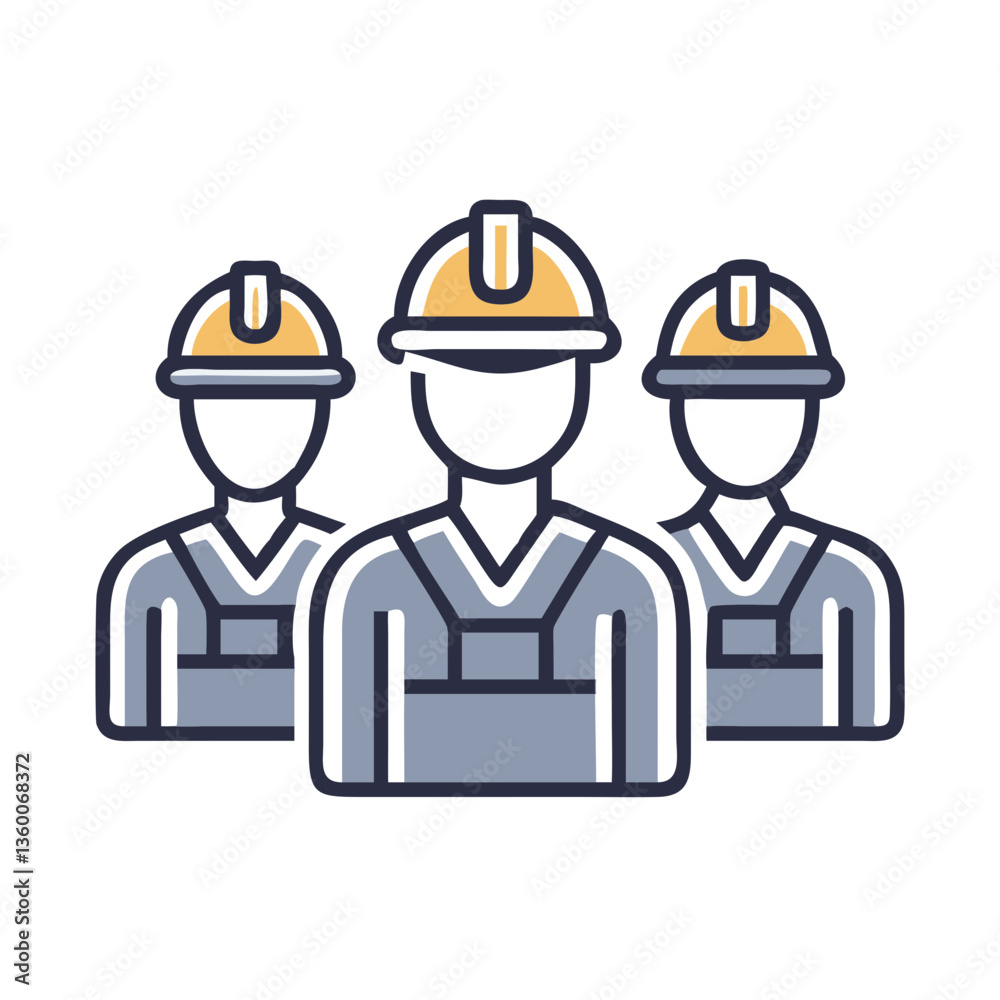 Construction workers vector icon in flat style with muted tones Construction workers vector icon in flat style with muted tones