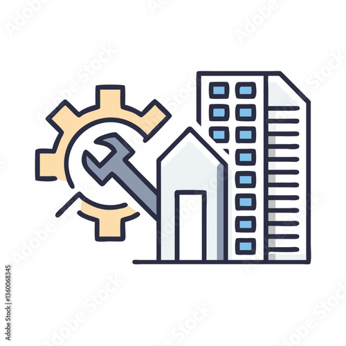 Urban construction vector icon in flat style with neutral colors