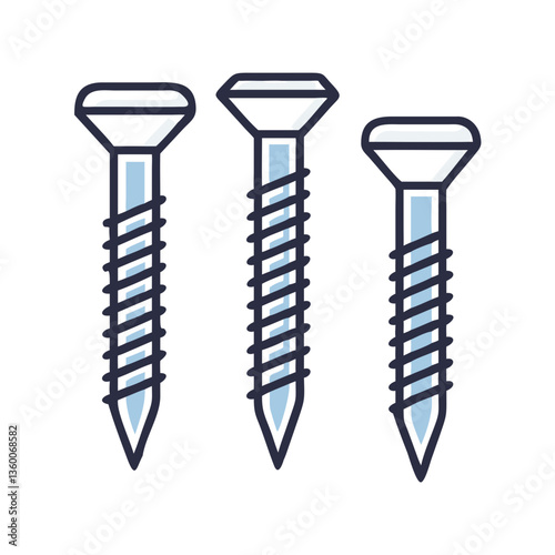 Screws vector icon in flat style with neutral colors