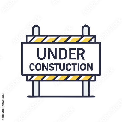 Under construction sign vector icon in flat style