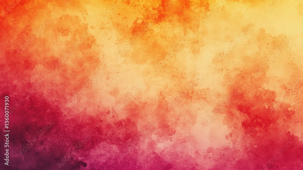 Obraz premium Blurred gradient watercolor background in vivid warm tones, evoking a beautiful sunset-inspired atmosphere.