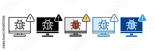 Cyber Attack Icon Set Multiple Style Collection