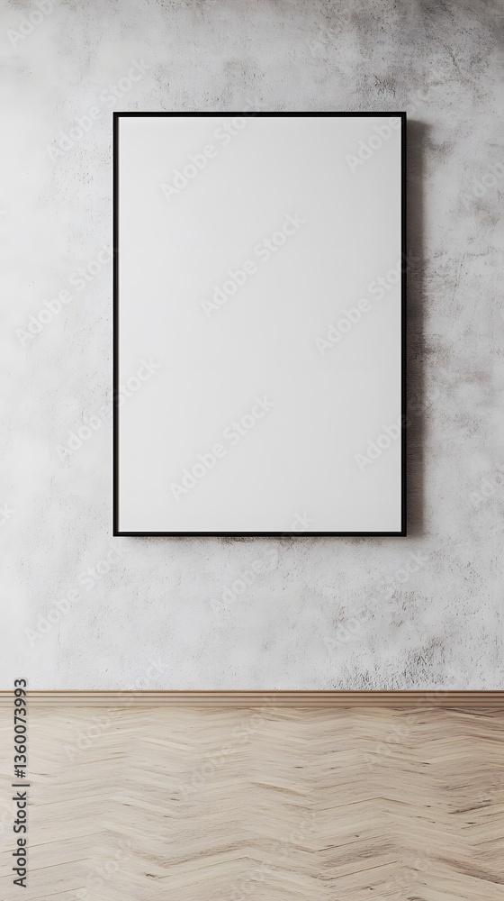 Blank Canvas Mockup Square Frame on Wooden Floor and Concrete Wall Blank Canvas Mockup Square Frame on Wooden Floor and Concrete Wall