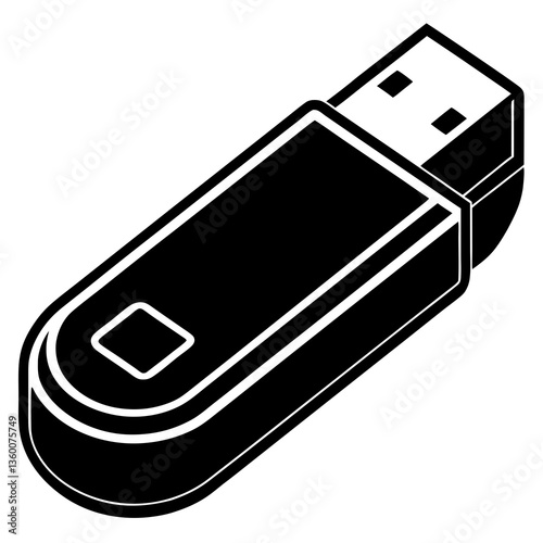 USB Flash Drive Silhouette Vector