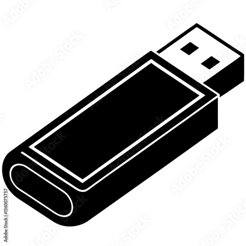 USB Flash Drive Silhouette Vector