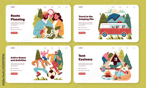 Family Camping. Flat Vector Illustration