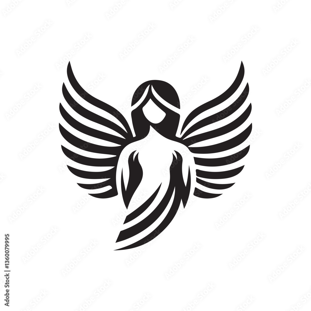 Obraz premium Angel set silhouette vector