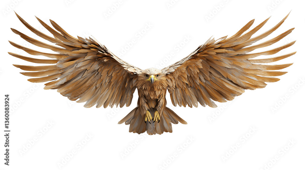 Obraz premium Majestic eagle soaring with wings spread on white background