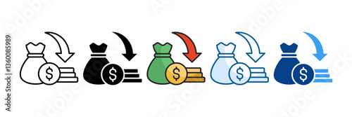 Economic Recession Icon Set Multiple Style Collection