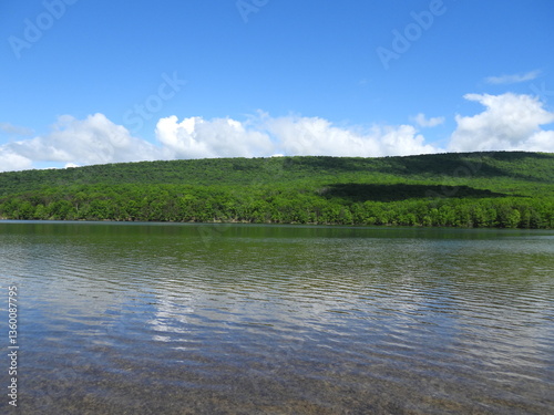 The beautiful scenery of Lake Habeeb, nestled within the Rocky Gap State Park, Allegany County, Flintstone, Maryland. photo