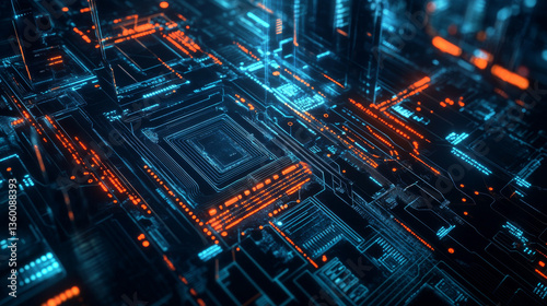 Wallpaper Mural A modern futuristic background featuring engineering, science, and technology-inspired circuit board elements Torontodigital.ca