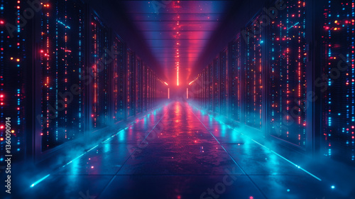 Futuristic AI Server Room     Cyberpunk Data Center