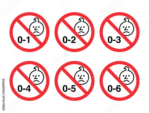 age restriction symbols set product safety warning labels