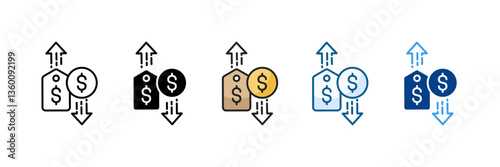 Economic Inflation Icon Set Multiple Style Collection