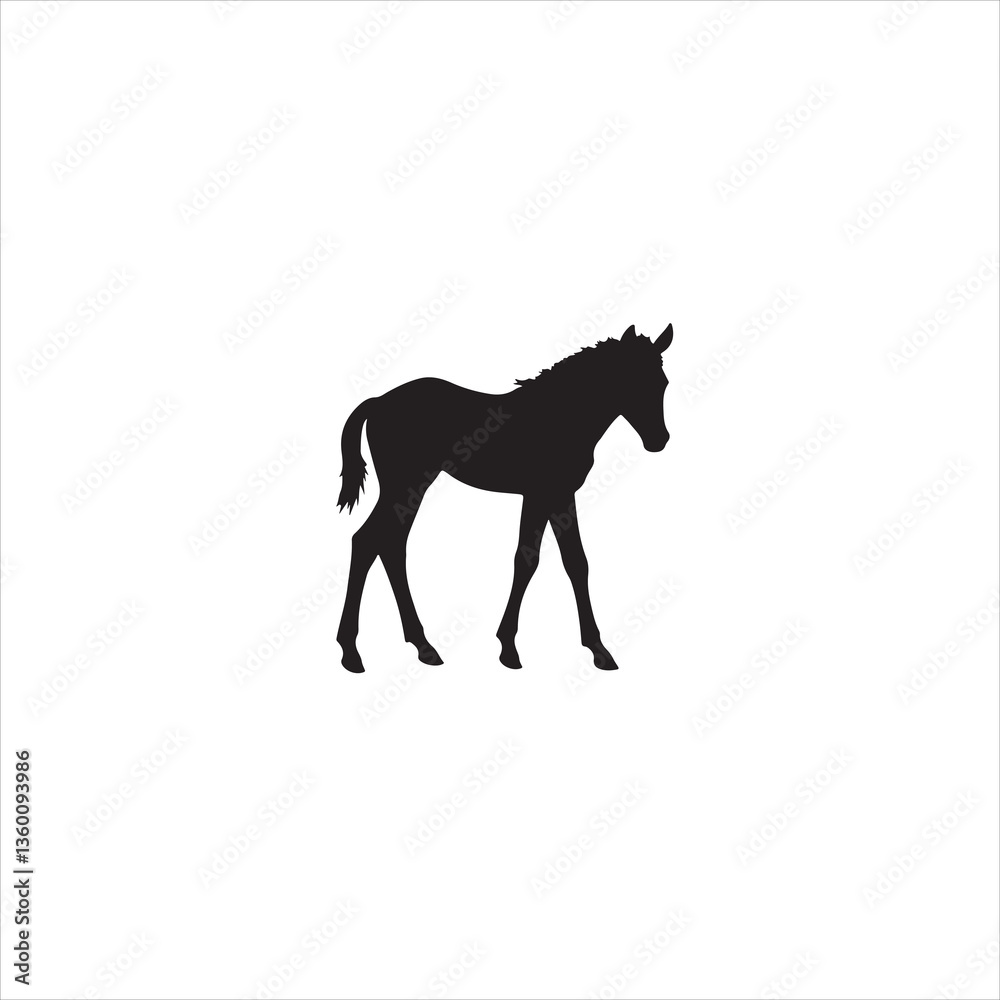 Black horse kid silhouette icon vector flat design. Black horse kid silhouette icon vector flat design.