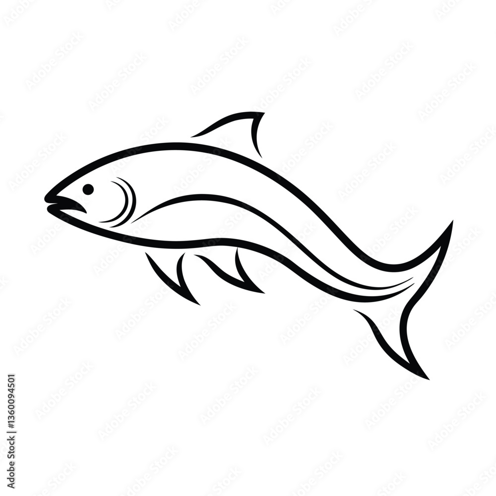 Obraz premium minimalist line art of a sleek salmon swimming