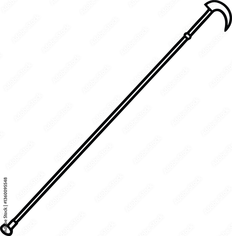 Shepherd's Crook Line Art Minimalist Stick Figure with Hooked Top and Rounded Bottom Shepherd's Crook Line Art Minimalist Stick Figure with Hooked Top and Rounded Bottom