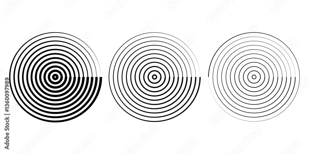 Sunburst element. Radial stripes background. Sunburst icon collection. Retro sunburst design. Vector illustration. Abstract line circle arts Sunburst element. Radial stripes background. Sunburst icon collection. Retro sunburst design. Vector illustration. Abstract line circle arts