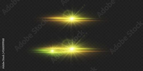 Brilliant flashes of light magical effect. On a transparent background.