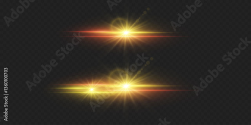 Brilliant flashes of light magical effect. On a transparent background.