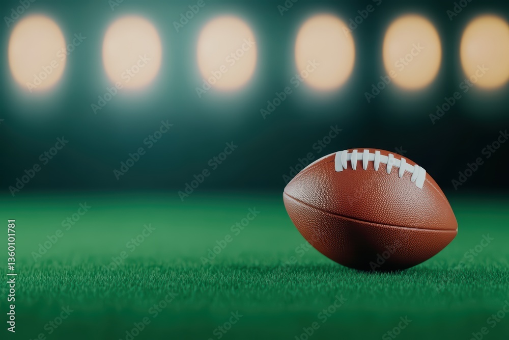 Close-up of a football on a green field surface Close-up of a football on a green field surface