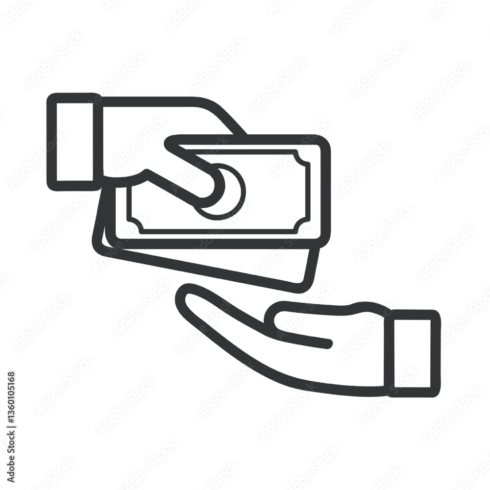 Fototapeta premium Money being passed from one hand to another, illustration vector.