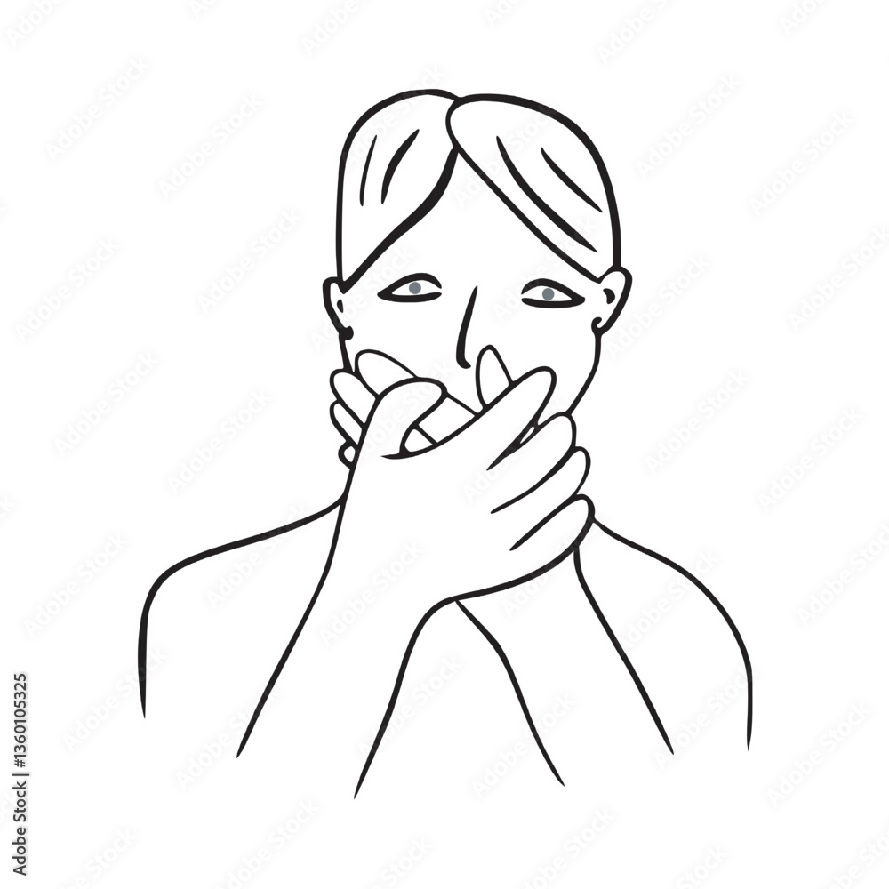 Illustration vector of a person putting his hand on his face. Illustration vector of a person putting his hand on his face.