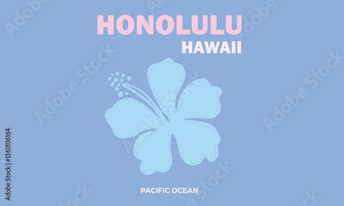 Honolulu artwork. Hawaii print. Abstract flower artwork. Tropical hibiscus flower abstract art . Summer good vibes vector graphic design for apparel, stickers, posters, background and others.